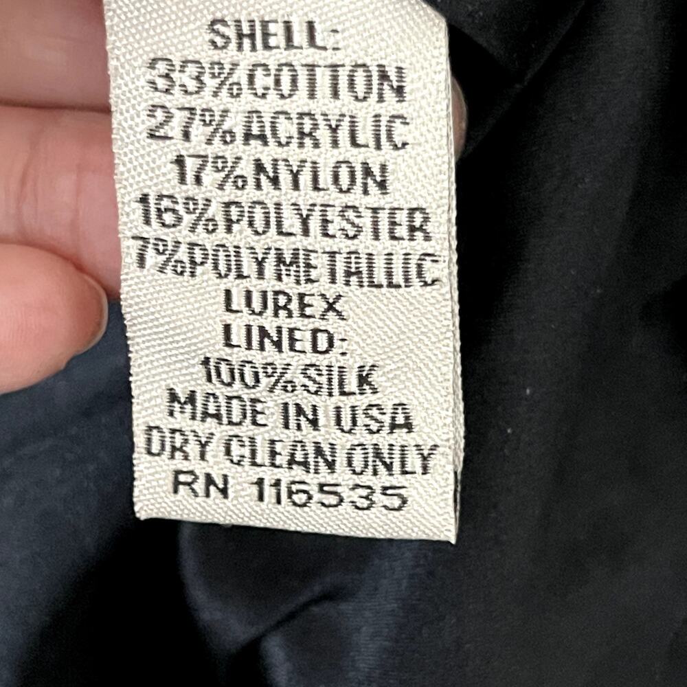 Lela Rose Shift Dress Womens 10 Black Metallic Silk Lined Pleated Cocktail Party - Picture 7 of 16
